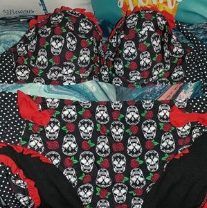 Hot Topic Skulls and Roses Bikini